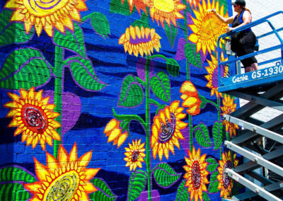 Spiral Vortex Sunflower Mural